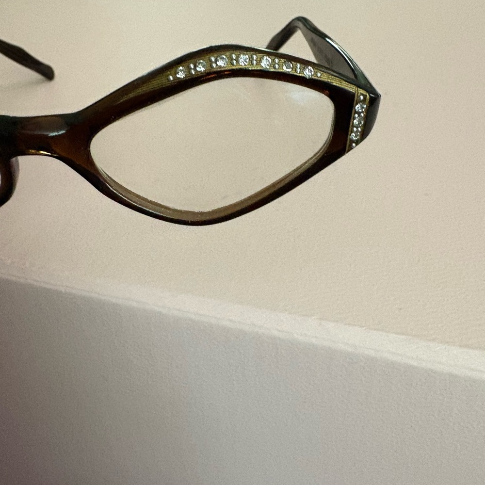 Vintage Elegant Brown Rhinestone Glasses